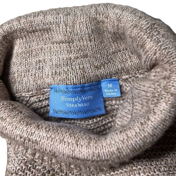 Simply Vera Vera Wang Oatmeal Turtleneck Sweater Cozy Winter Neutral Knit Chic - Picture 5 of 6